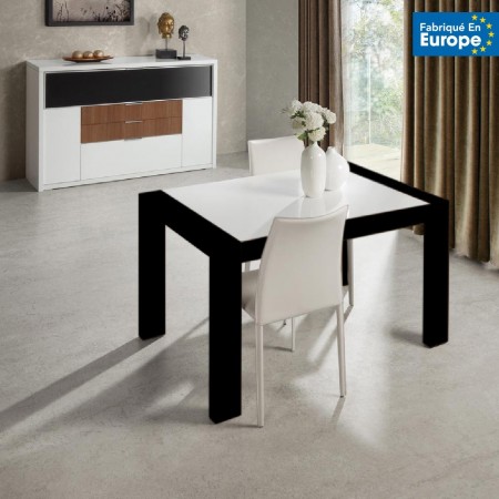 Table Salle A Manger Extensible Noir Verre Blanc