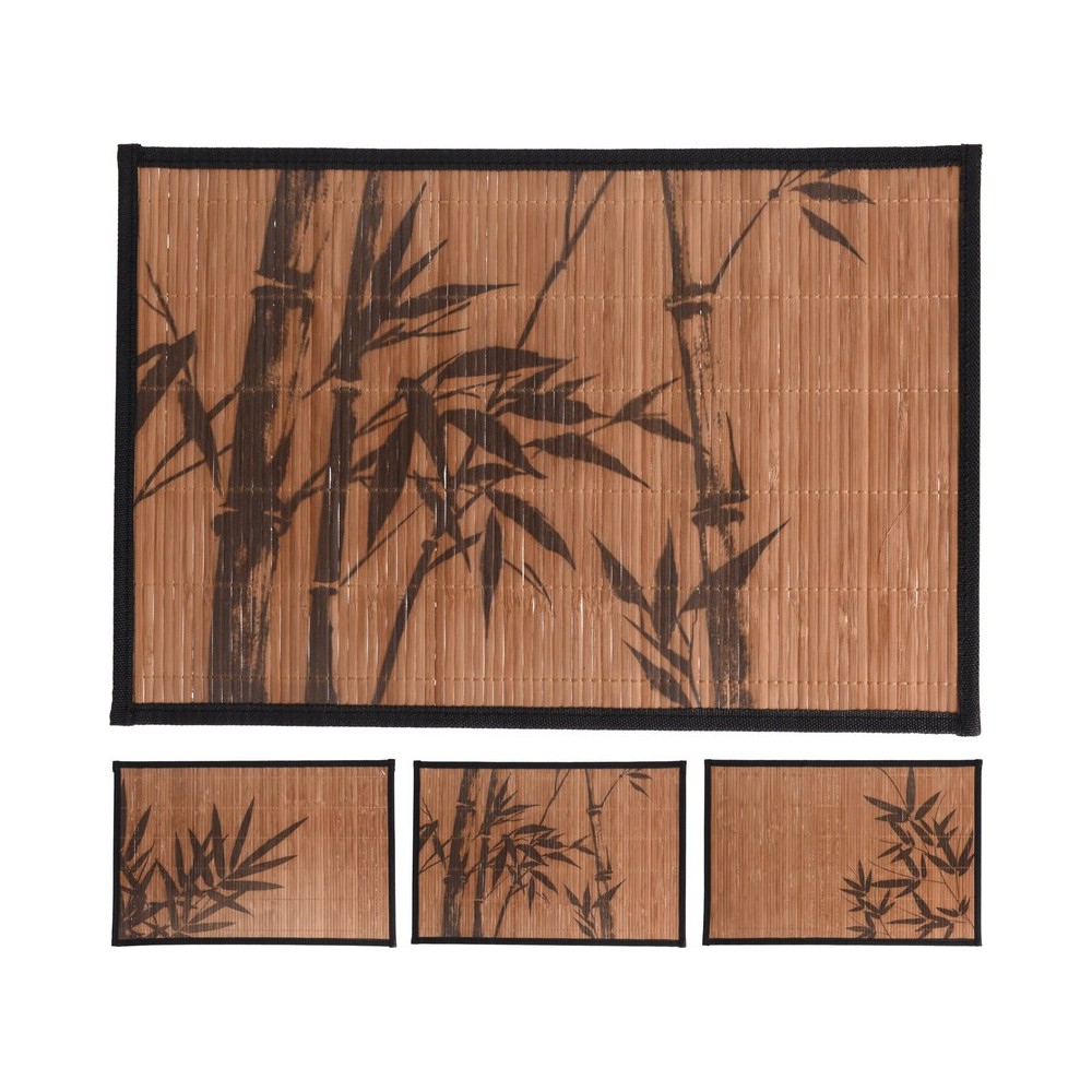 SET DE TABLE RECTANGULAIRE EN BAMBOU 45X30CM  FEUILLES