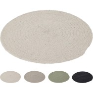 SET DE TABLE ROND 38 CM EN PAILLE NOIR MARRON