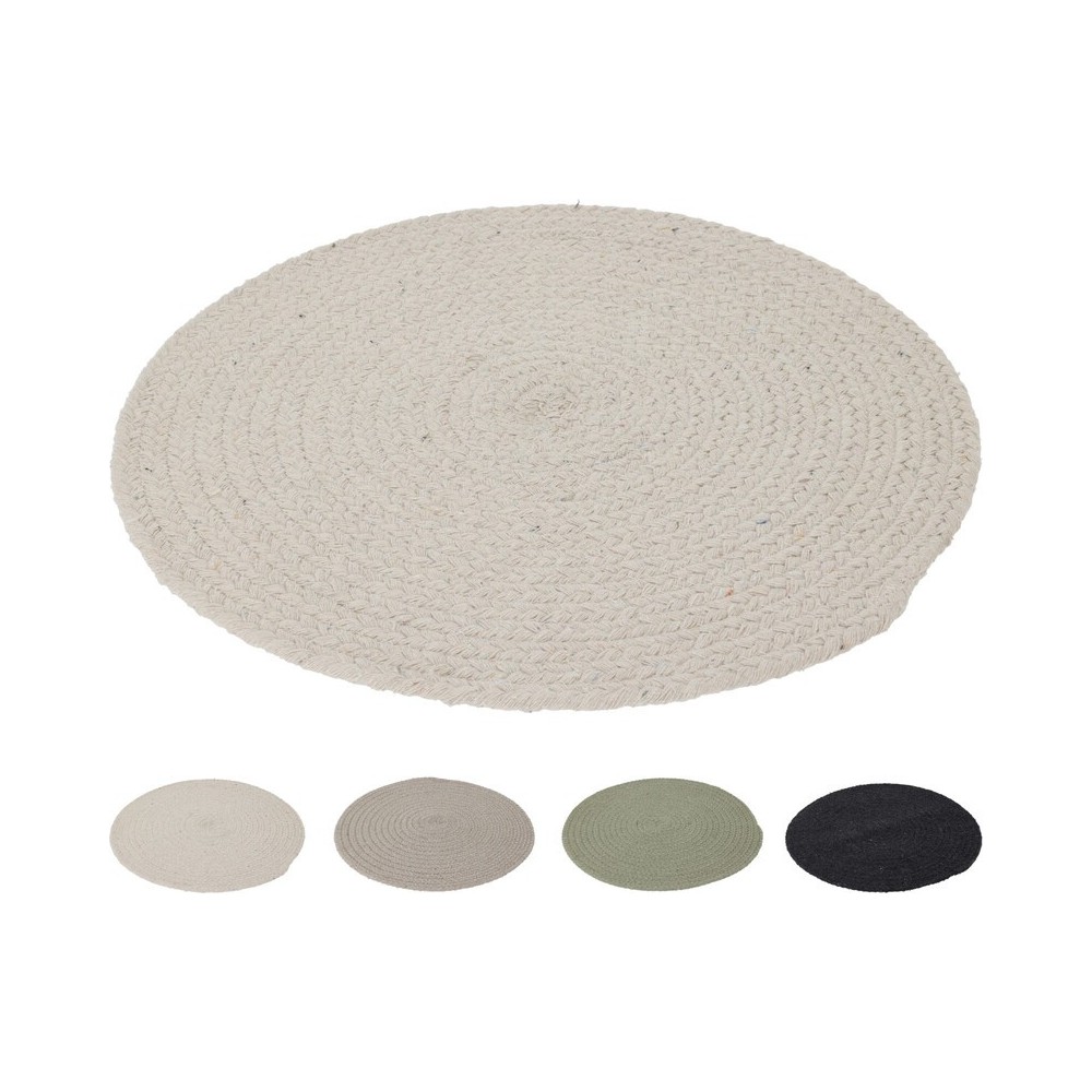 SET DE TABLE ROND 38 CM EN PAILLE NOIR MARRON