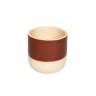 CACHE-POT EN GRES ROUGE/BEIGE