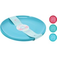 LOT DE 4 ASSIETTES  21 CM 3 COULEURS ASSORTIES