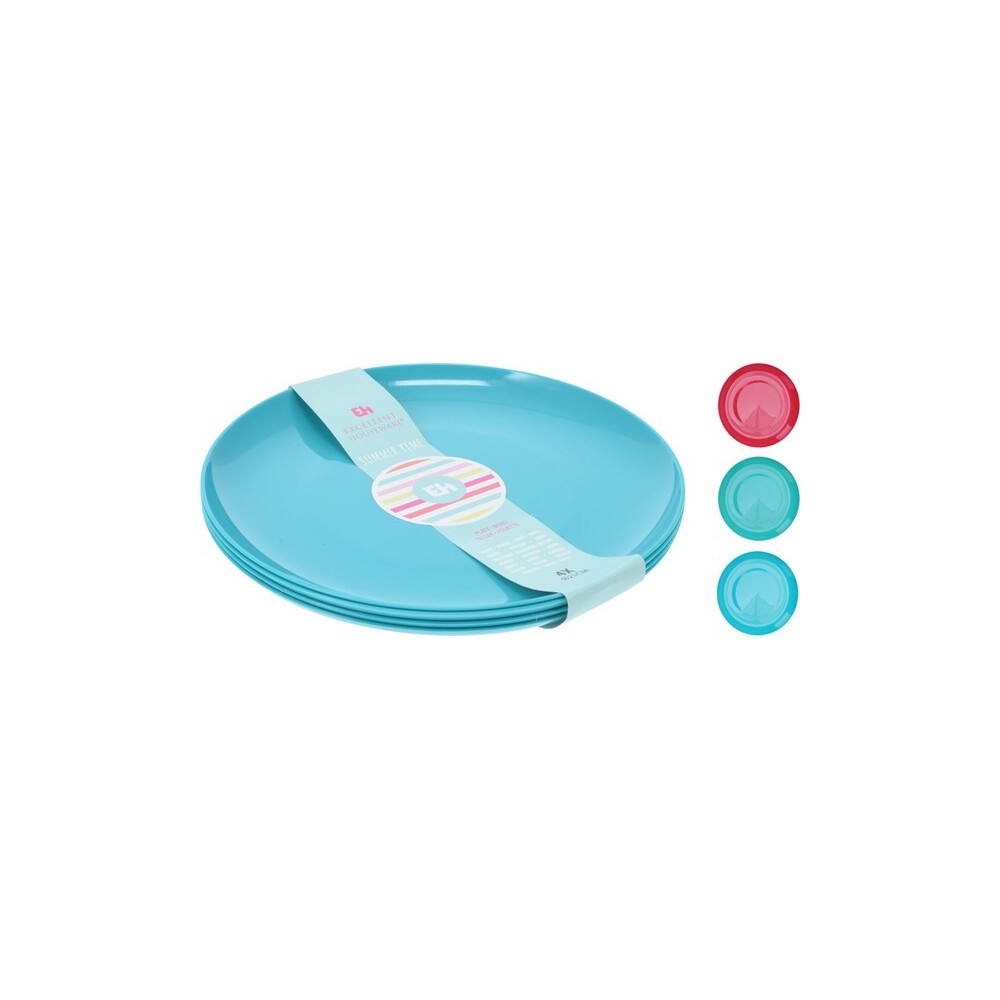 LOT DE 4 ASSIETTES  21 CM 3 COULEURS ASSORTIES