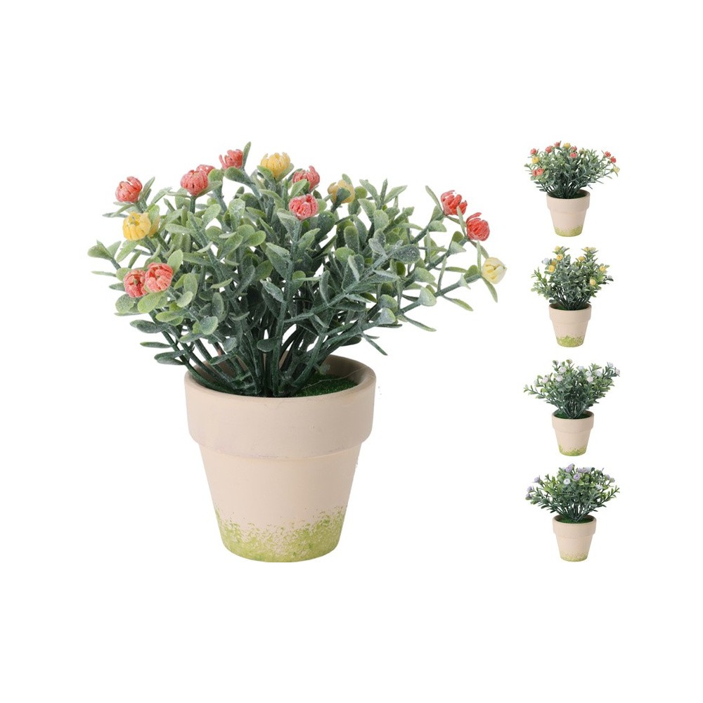 FLEUR ARTIFICIELLE AVEC POT, CÉRAMIQUE