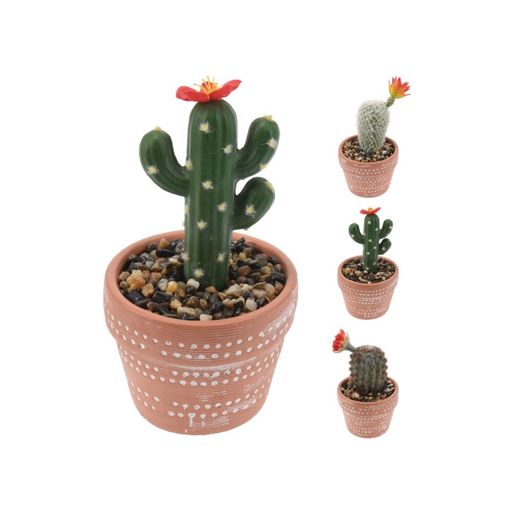 CACTUS EN POT D'ARGILE 3 MODELES ASSORTIS
