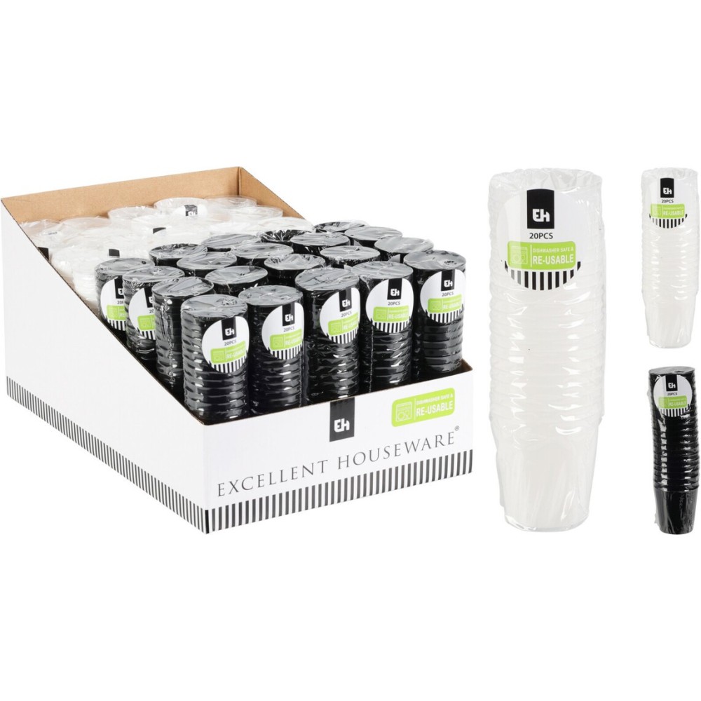 SET 20 VERRINES ROND 30ML RÉUTILISABLES EN POLYPROPYLÈNE.