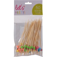 BÂTONNETS À COCKTAIL AVEC PERLES, 50 PIÈCES/PAQUET