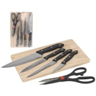 ENSEMBLE DE COUTEAUX ET PLANCHE À DÉCOUPER 6 PIÈCES.