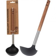 LOUCHE  31 CM AVEC MANCHE EN BOIS