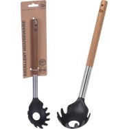 CUILLÈRE À SPAGHETTI  NOIRE AVEC MANCHE EN BOIS