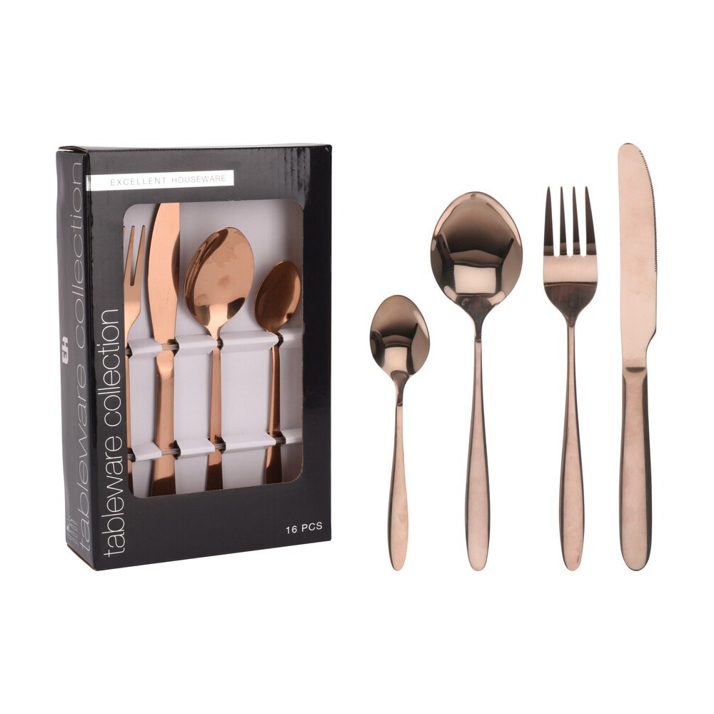 LOT DE 16 PIÈCES MÉNAGÈRE  COULEUR CUIVRE