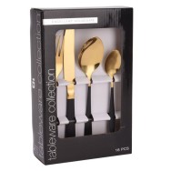 LOT DE 16 PIÈCES MÉNAGÈRE COULEUR GOLD / NOIR
