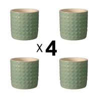 PACK DE 4 CACHE-POT EN GRES VERT