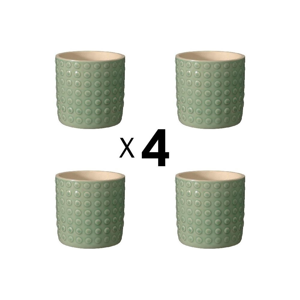 PACK DE 4 CACHE-POT EN GRES VERT PACK DE 4 CACHE-POT EN GRES VERT