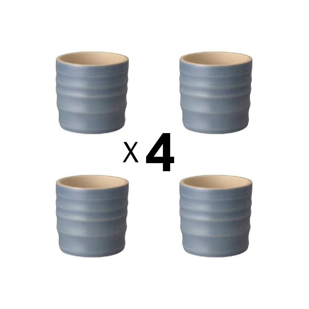 PACK DE 4 CACHE-POT EN GRES BLEU PACK DE 4 CACHE-POT EN GRES BLEU