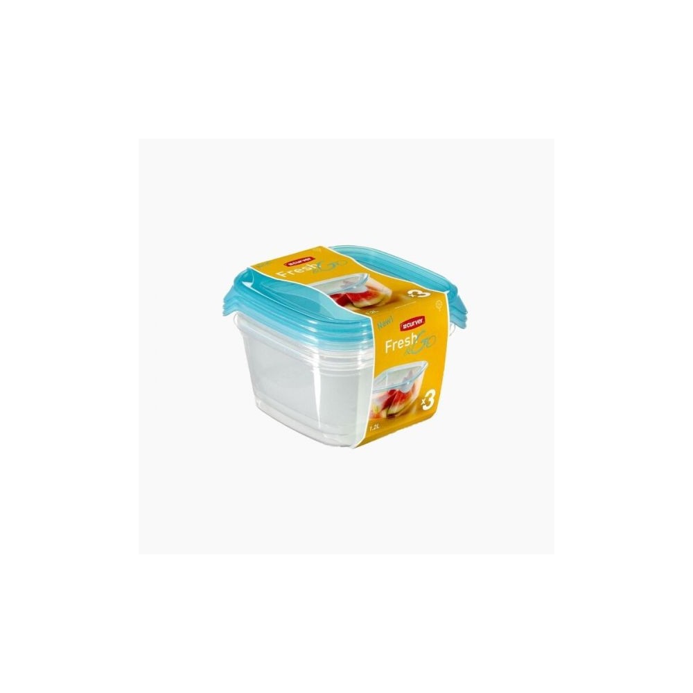 LOT DE 3 BOÎTES HERMÉTIQUES CARRÉES 1,2 L