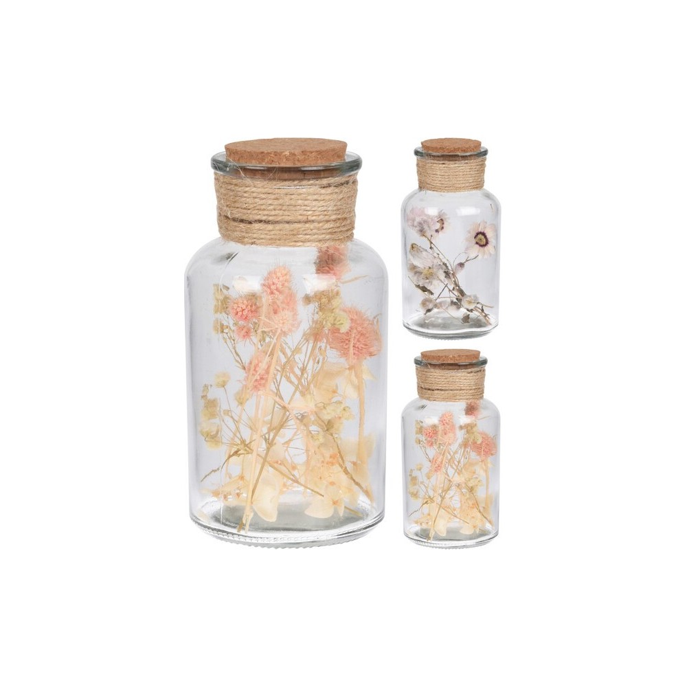 FLEURS EN BOUTEILLE 13 CM 2 ASSORTIS