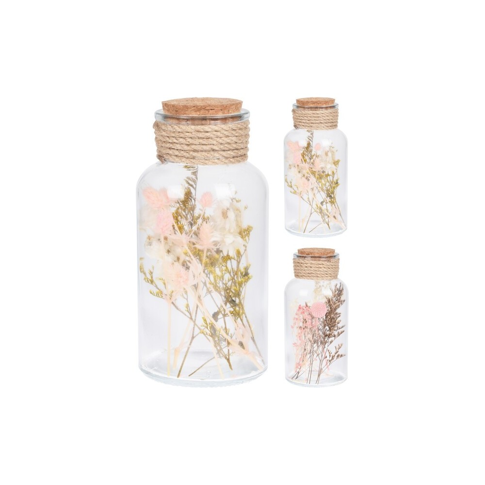 FLEURS EN BOUTEILLE 16 CM 2 ASSORTIS