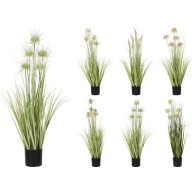 PLANTE ARTIFICIELLE EN POT, 6 VARIÉTÉS D'HERBE EN ASSORTIMENT
