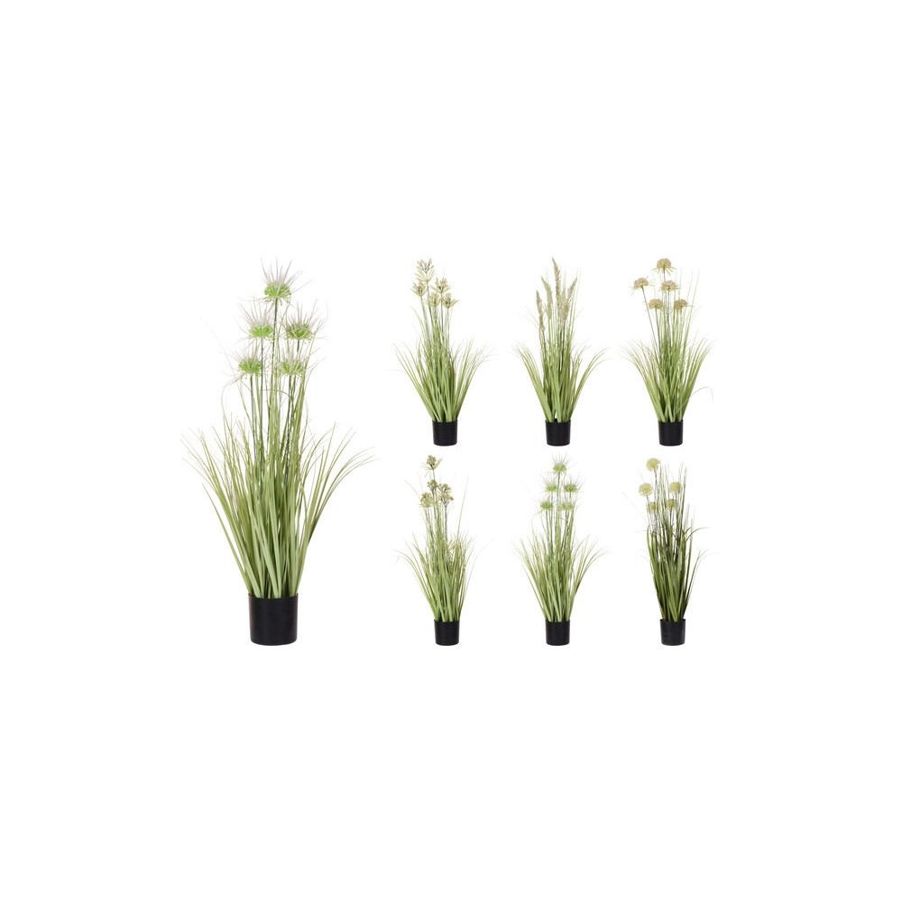 PLANTE ARTIFICIELLE EN POT, 6 VARIÉTÉS D'HERBE EN ASSORTIMENT