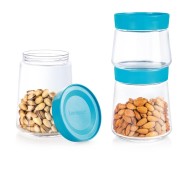 POT EN VERRE 1 L AVEC COUVERCLE BLEU-LUMINARC