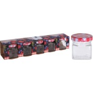 LOT DE 5 BOCAUX EN VERRE AVEC COUVERCLES