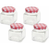 LOT DE 4 BOCAUX EN VERRE AVEC COUVERCLES