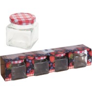 LOT DE 4 BOCAUX EN VERRE AVEC COUVERCLES