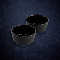 SET DE 2  RAMEQUINS EN GRES 11 CM NOIR