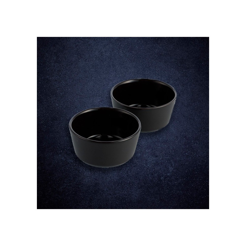 SET DE 2  RAMEQUINS EN GRES 11 CM NOIR
