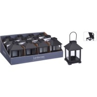LANTERNE EN MÉTAL NOIR POUR BOUGIE CHAUFFE-PLAT