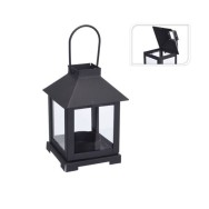 LANTERNE EN MÉTAL NOIR POUR BOUGIE CHAUFFE-PLAT