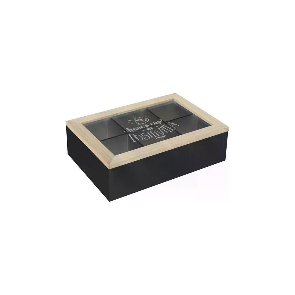 BOÎTE À THÉ, ORGANISEUR À 6 COMPARTIMENTS, EN BOIS