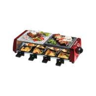 RACLETTE TECHWOOD 8P GRILL PLANCHA PIERRE DE CUISSON 1200W