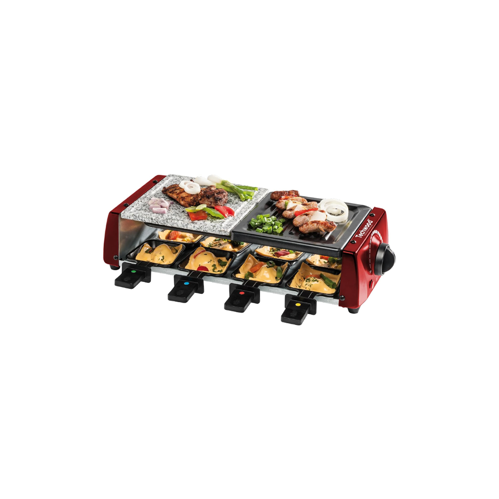 RACLETTE TECHWOOD 8P GRILL PLANCHA PIERRE DE CUISSON 1200W