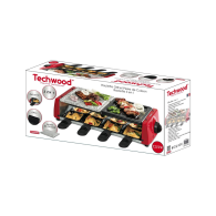 RACLETTE TECHWOOD 8P GRILL PLANCHA PIERRE DE CUISSON 1200W