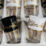 SET DE 12 VERRES À THÉ BLANC/NOIR