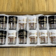 SET DE 12 VERRES À THÉ BLANC/NOIR