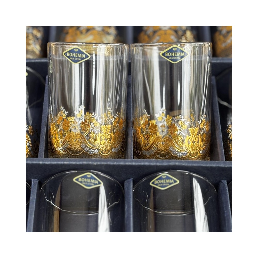 SET DE 12 VERRES À THÉ DORÉS
