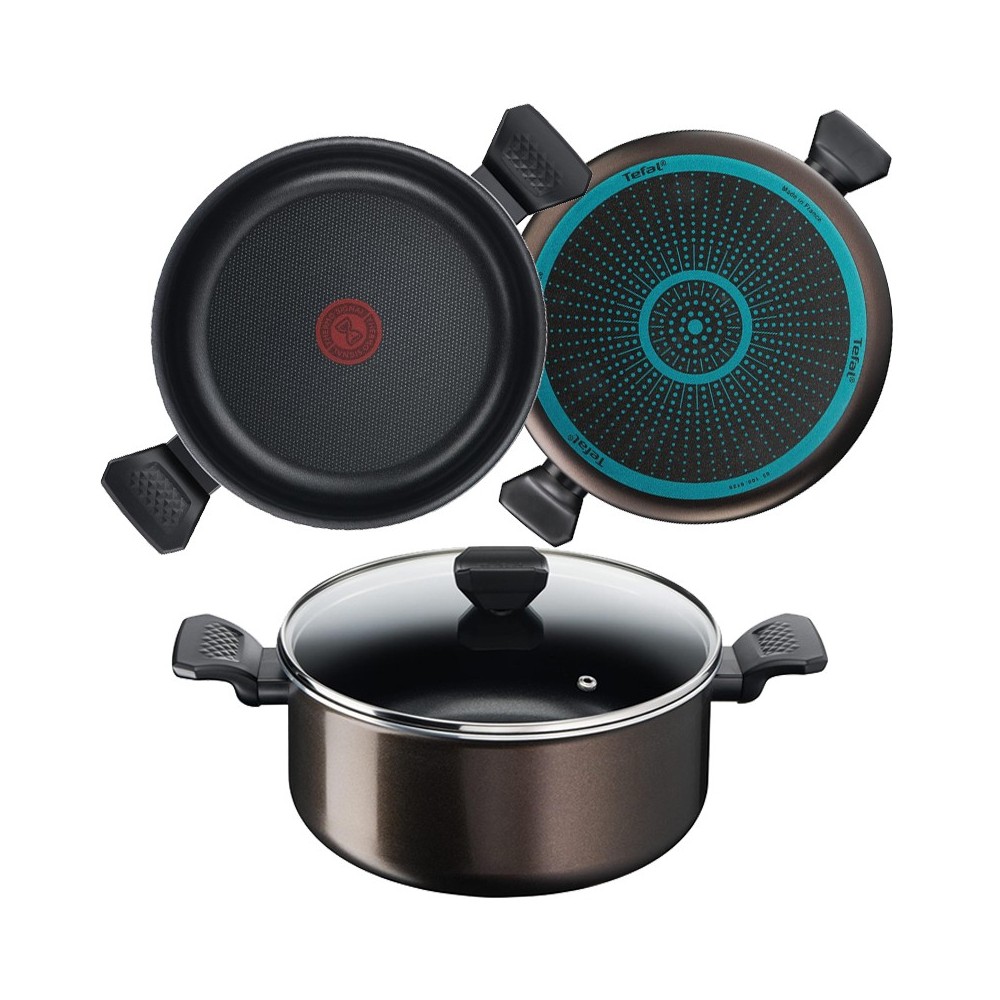 FAITOUT + COUVERCLE ANTIADHÉSIF TITANIUM 24 CM (4.7 L) - TEFAL Easy Cook&Clean