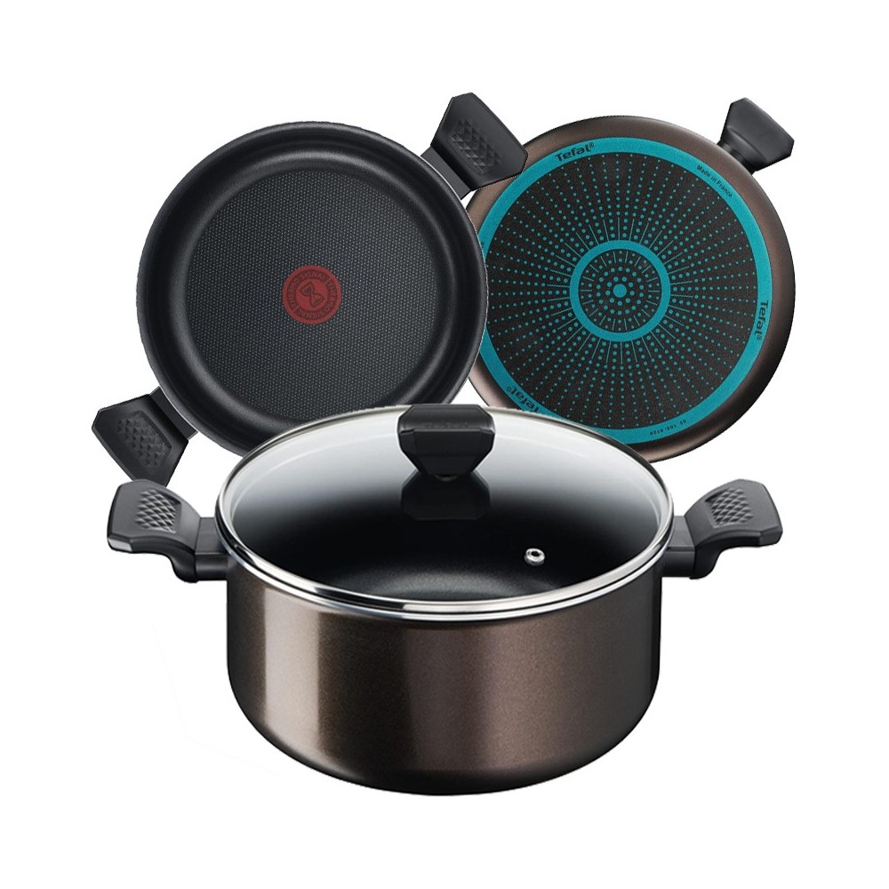 FAITOUT+COUVERCLE ANTIADHÉSIF TITANIUM 30 CM (11.7 L) - TEFAL Easy Cook&Clean