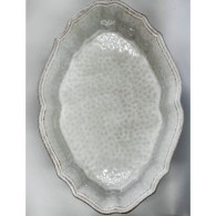 PLAT À FOUR OVALE IMPRESSIONS BLANC 35 CM