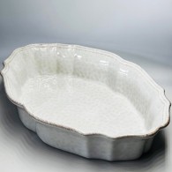 PLAT À FOUR OVALE IMPRESSIONS BLANC 35 CM