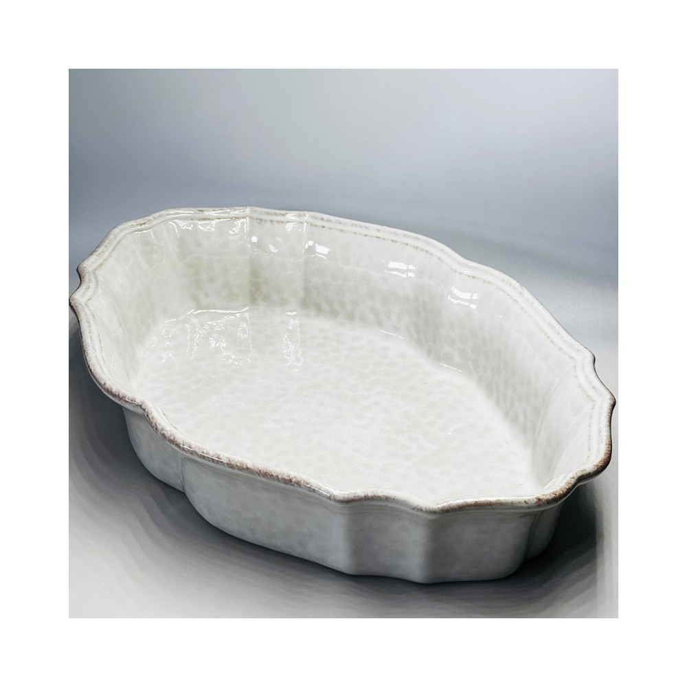 PLAT À FOUR OVALE IMPRESSIONS BLANC 35 CM