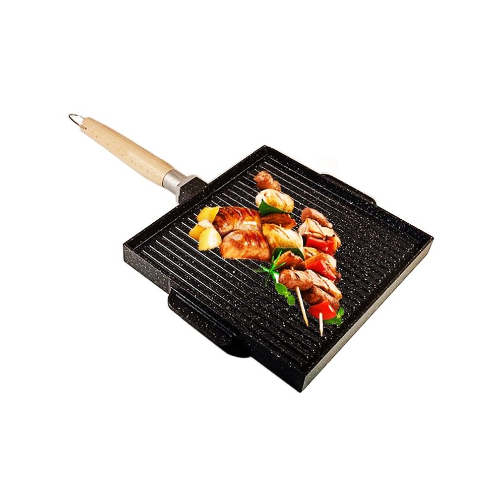 POÊLE CARRÉ ANTIADHÉSIF 2 FACES MULTIUSAGE 25x25 CM - PANDIANI