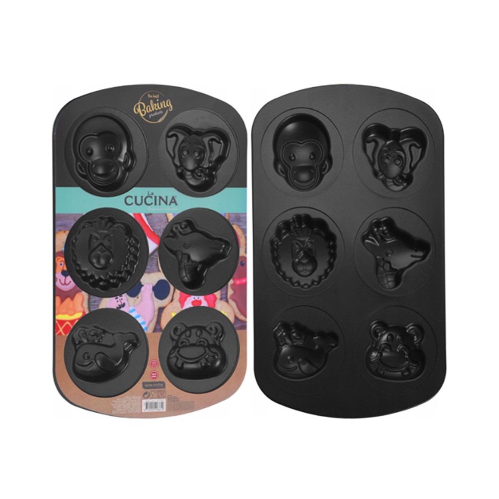 MOULE À GÂTEAUX ANTIADHÉSIF 6 FORMES ANIMAUX - LA CUCINA