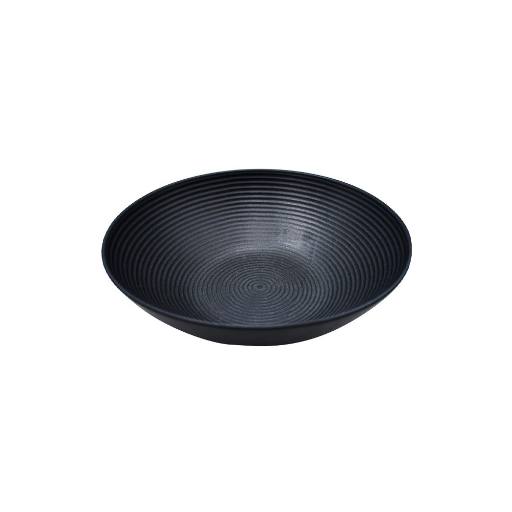 ASSIETTE CREUSE GRIS NOIRE TEXTURÉE EN GRÈS CÉRAMIQUE 24 CM