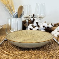 ASSIETTE CREUSE BEIGE EN GRÈS CÉRAMIQUE 22 CM