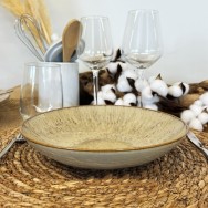ASSIETTE CREUSE BEIGE EN GRÈS CÉRAMIQUE 22 CM