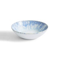 BOL DE CÉRÉALES BLANCHE ET BLEU EN GRÈS CÉRAMIQUE 17 CM